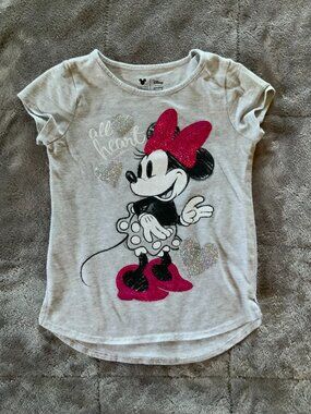 Disney Girls Gray Minnie Mouse T-Shirt (1190)